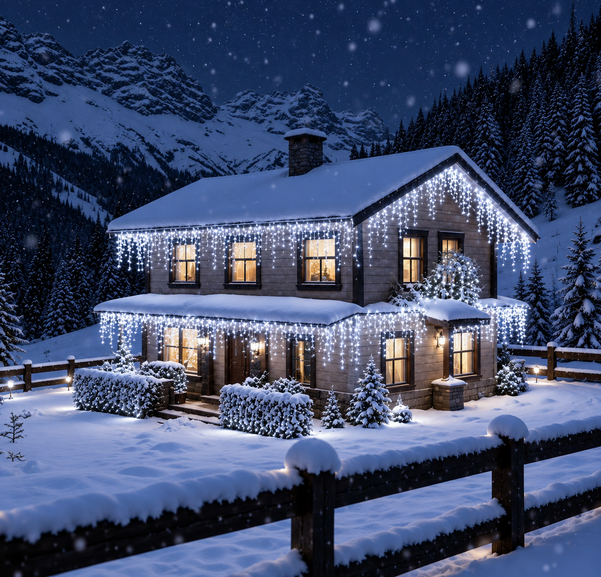 Instalatie Luminoasa de Craciun Tip Turturi, 12 m, 300 LED-uri Alb Rece, Interconectabila, 8 Moduri de Iluminare, IP44, Alimentare 220V, pentru Casa, Balcon, Terasa si Exterior