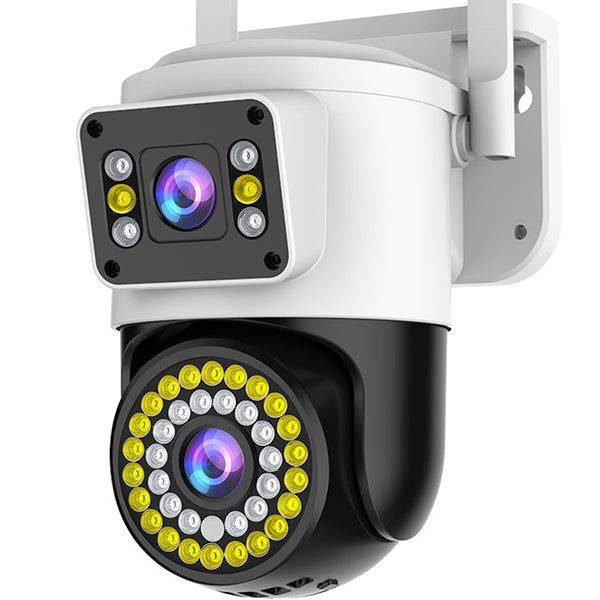 Camera de Supraveghere WiFi Jortan 8696 6MP, Dual Lens, PTZ 360°, Exterior IP66, Vedere Nocturna Color, Audio Bidirecțional, Aplicație Yoosee, Card MicroSD 32GB Inclus