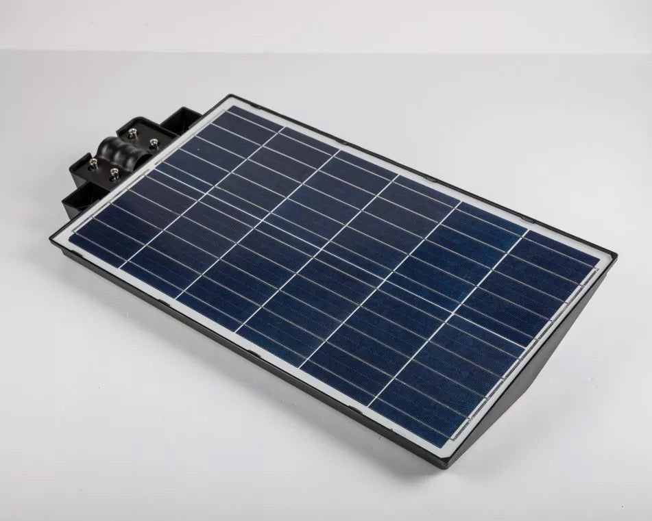 Lampa Solara Stradala 2000W JORTAN cu 720 LED-uri SMD, Panou Solar 3.2V, Baterie 24.000 mAh, Telecomanda Wireless, Iluminare 6500K Alb Rec, Autonomie pana la 24h, Protectie IP65