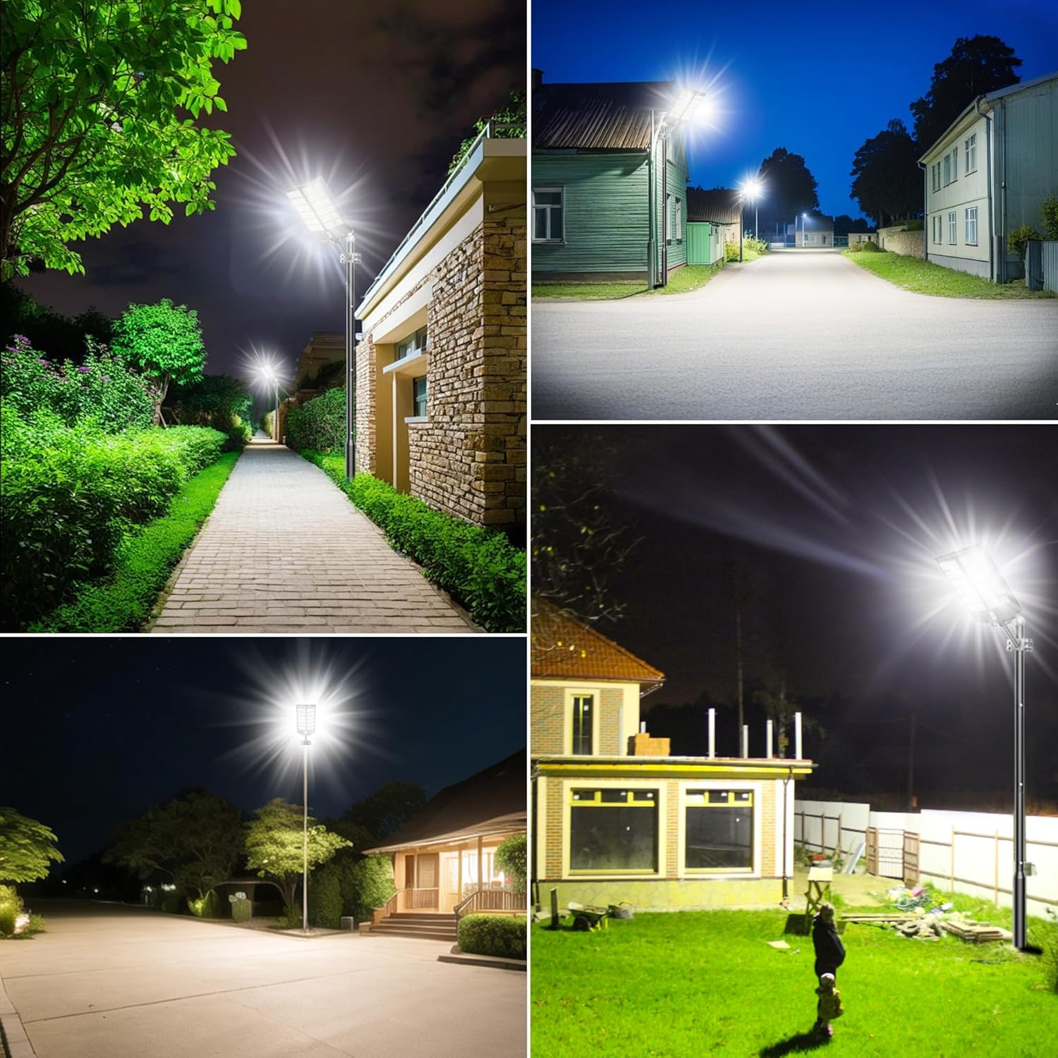 Lampa Solara Stradala 2000W JORTAN cu 720 LED-uri SMD, Panou Solar 3.2V, Baterie 24.000 mAh, Telecomanda Wireless, Iluminare 6500K Alb Rec, Autonomie pana la 24h, Protectie IP65