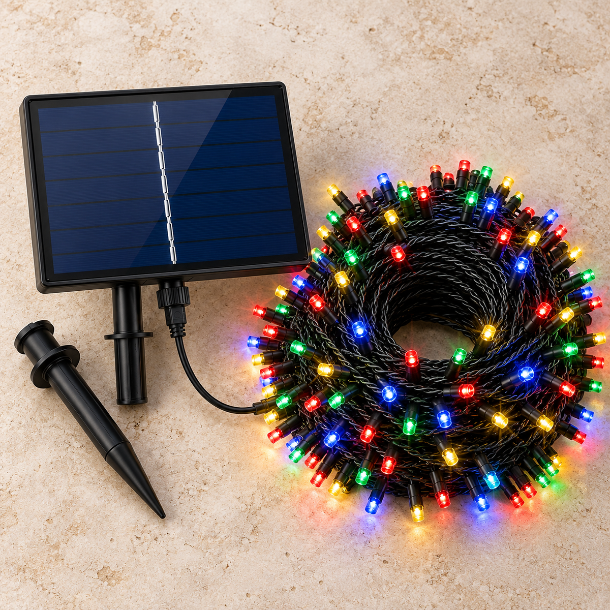 Instalatie solara de Craciun, 50 m, 500 LED-uri, multicolor, IP 66