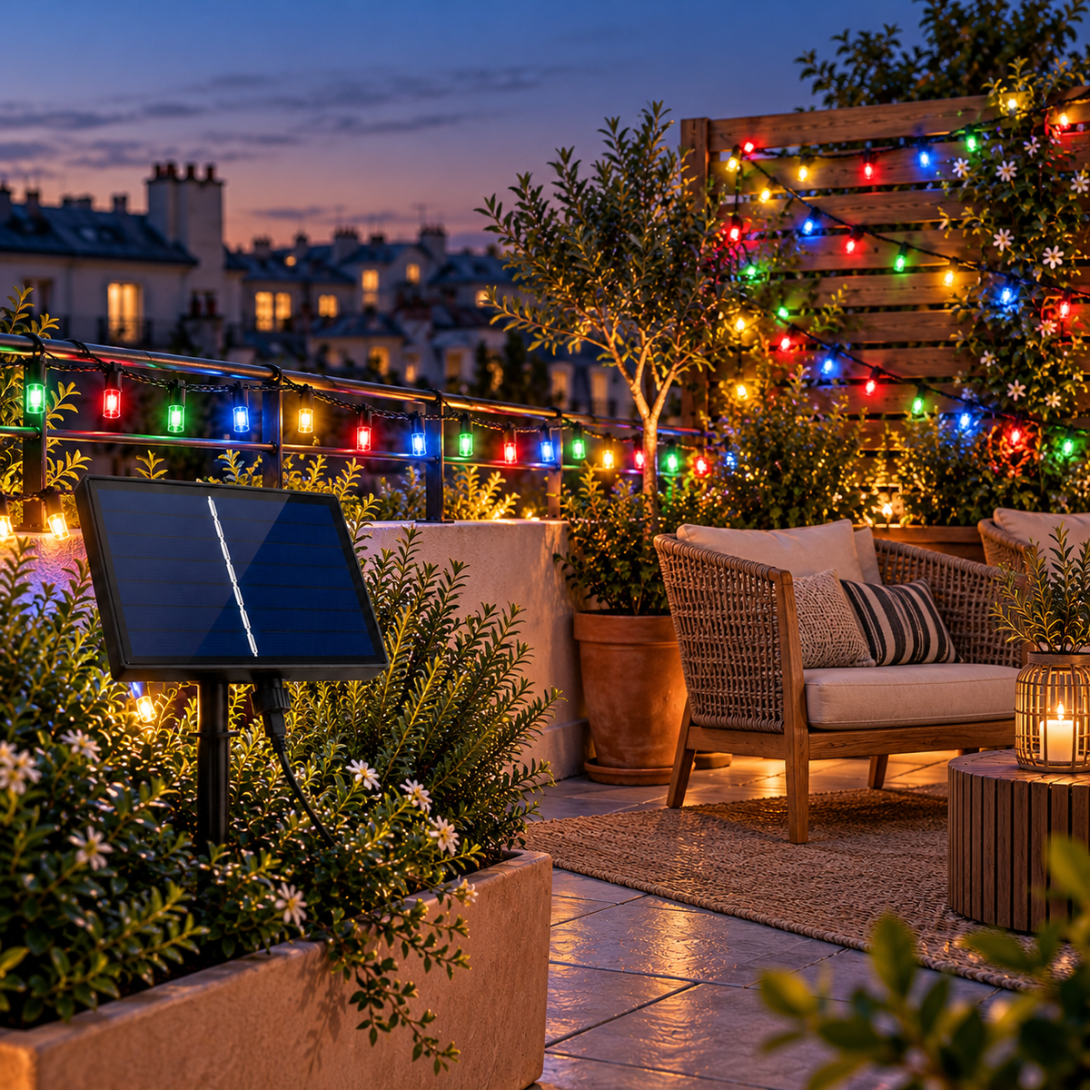 Instalatie solara de Craciun, 50 m, 500 LED-uri, multicolor, IP 66