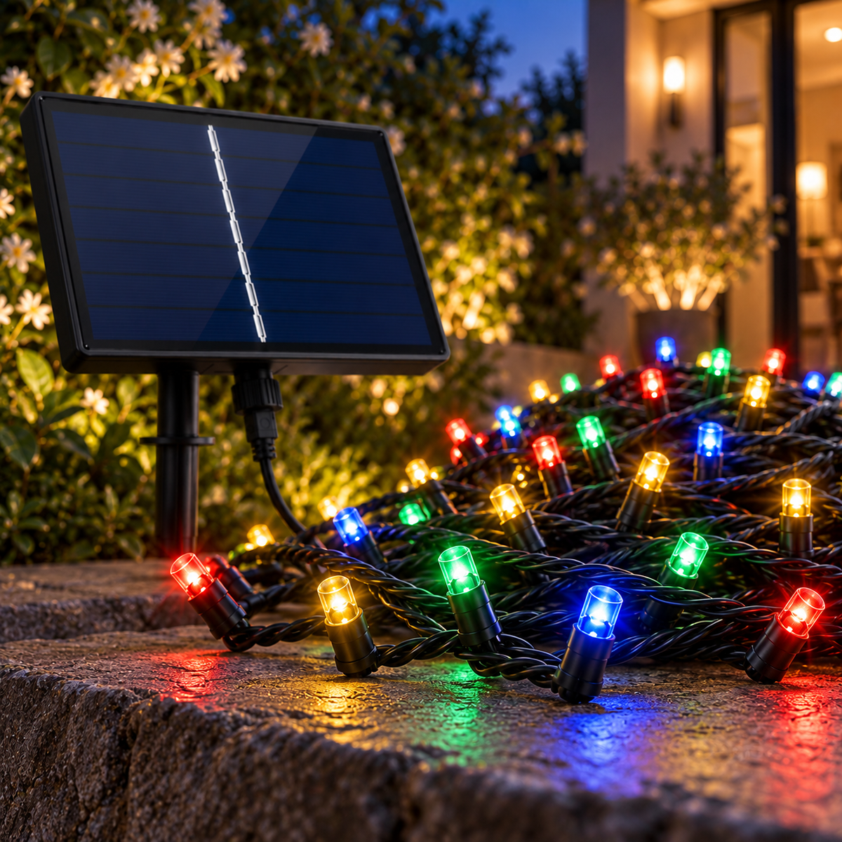 Instalatie solara de Craciun, 50 m, 500 LED-uri, multicolor, IP 66