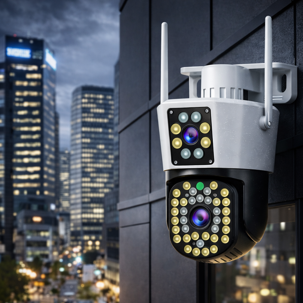 Camera de supraveghere WIFI<br> 2 Lentile, Night Vision, Microfon, Difuzor, Senzor Mișcare, YooSee