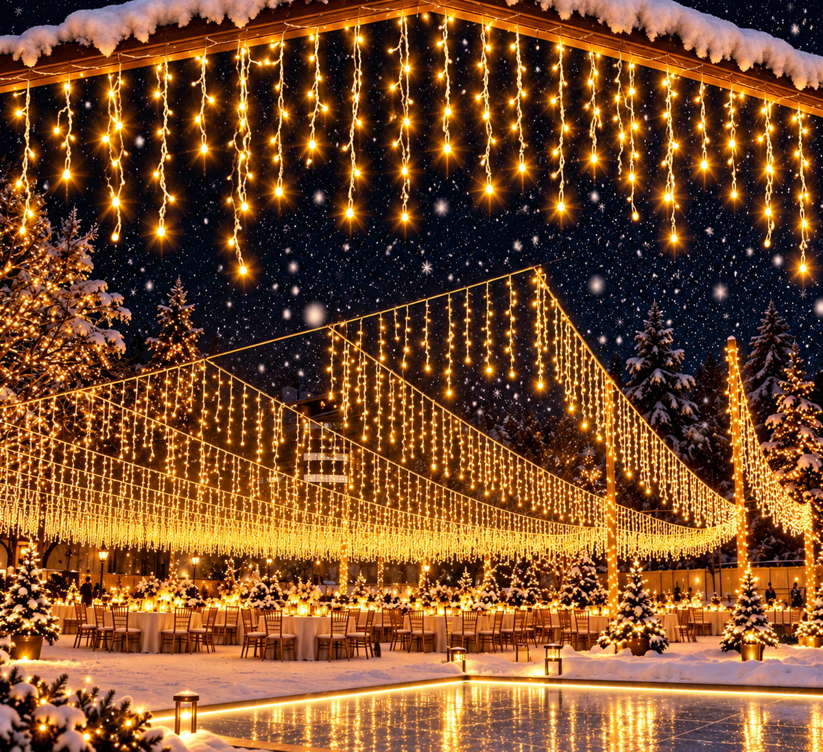 Instalatie Craciun tip turturi 12 metri, 300 LED-uri Alb Cald, interconectabila, 8 jocuri de lumini, pentru exterior si interior, decor luminos festiv fatada, balcon, terasa, gard, protectie IP44, alimentare 220V