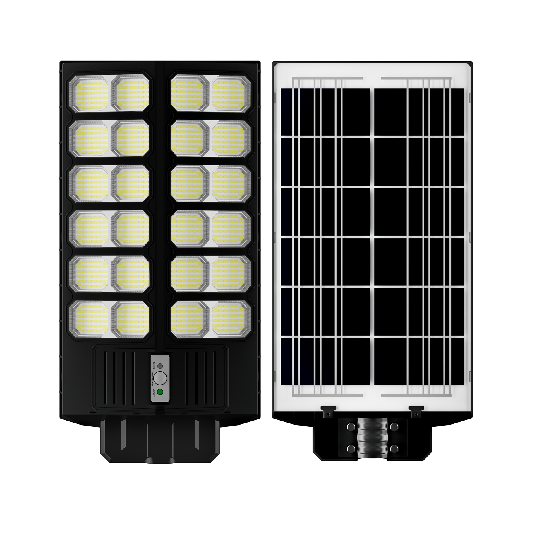 Lampă Solară Stradală 2400W JORTAN cu 864 LED-uri SMD, Panou Solar 3.2V Baterie 30.000 mAh, Telecomandă Wireless, Iluminare 6500K Alb Rec, Autonomie până la 24h, Protecție IP65