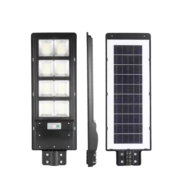 Lampa Solara Stradala 400W JORTAN cu 280 LED SMD, Panou Solar Integrat, Acumulator Intern Reincarcabil, Telecomanda pentru Controlul Lampii, Iluminare 6500K Alb Rece, Senzor de Miscare, Autonomie pana la 12h, Montaj pe Stalp sau Perete, Protectie IP65