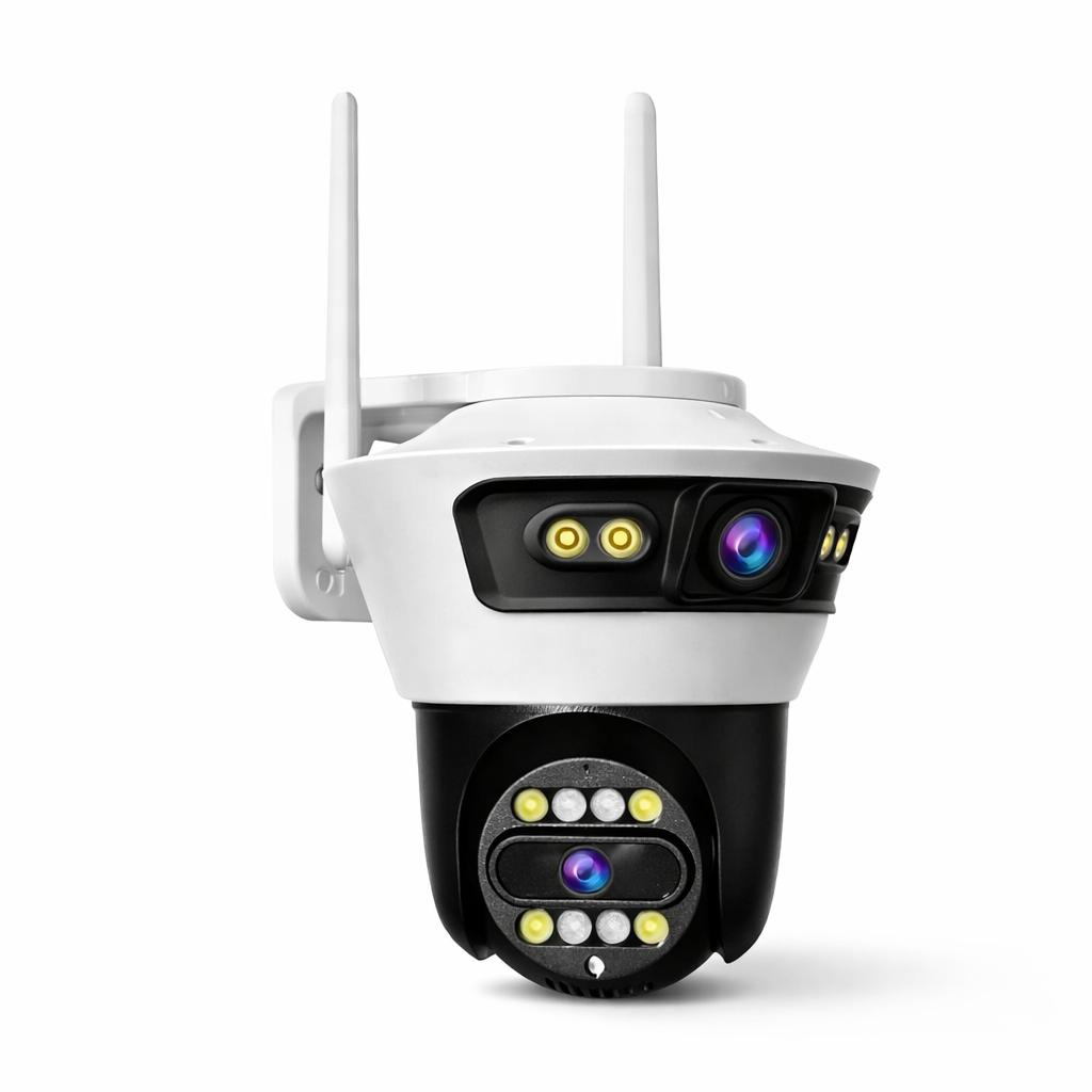 Cameră de Supraveghere WiFi Jortan 4, 6MP, Dual Lens, PTZ 360°, IP66, Vedere Nocturnă Color, Audio Bidirecțional, Aplicație Yoosee, Card MicroSD 32GB Inclus