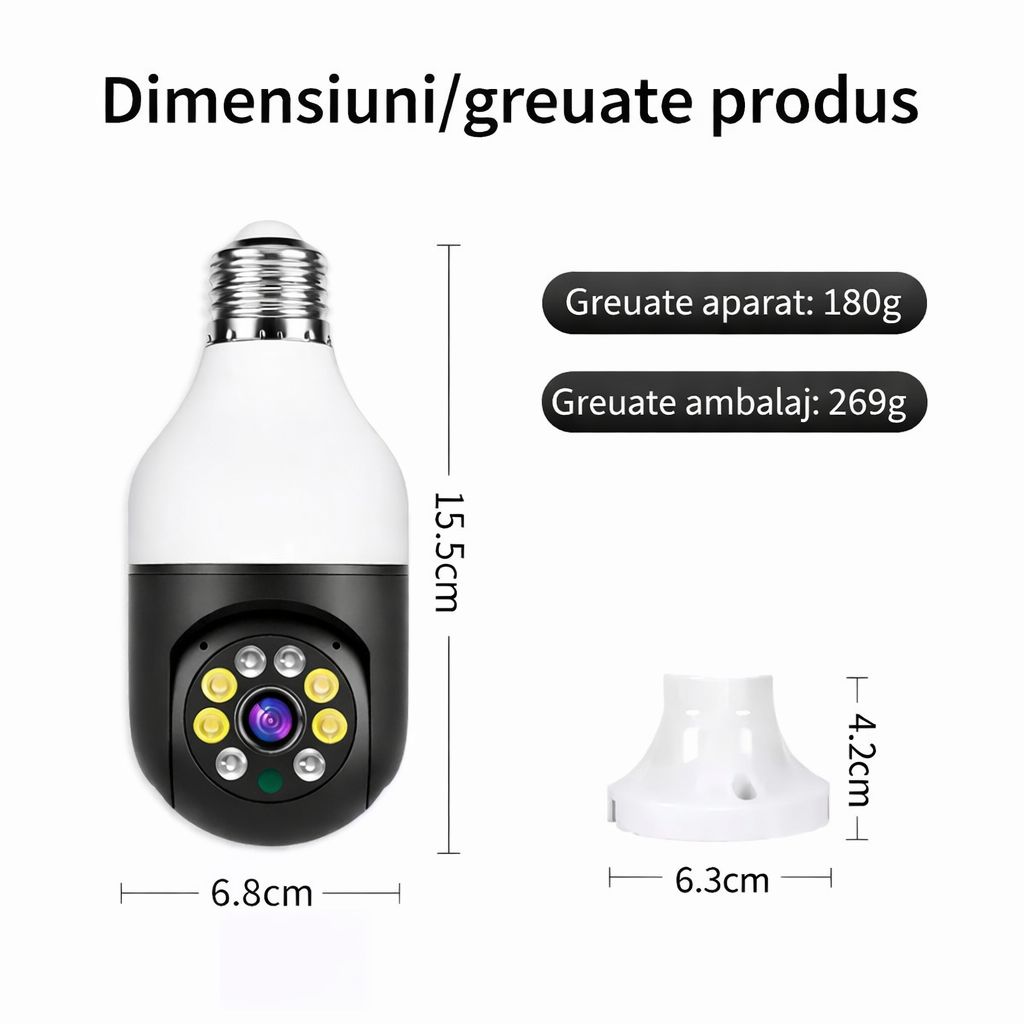 Pachet 3 Camere de Supraveghere WiFi Jortan 9296HJB, 2MP Full HD 1080P, PTZ 355°, Interior, Vedere Nocturnă Color, Audio Bidirecțional, Aplicație Yoosee, 3 Carduri MicroSD 32GB Incluse