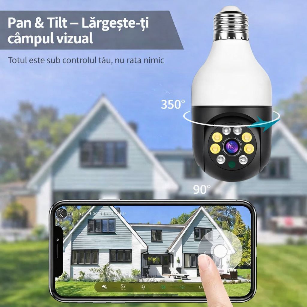 Pachet 3 Camere de Supraveghere WiFi Jortan 9296HJB, 2MP Full HD 1080P, PTZ 355°, Interior, Vedere Nocturnă Color, Audio Bidirecțional, Aplicație Yoosee, 3 Carduri MicroSD 32GB Incluse