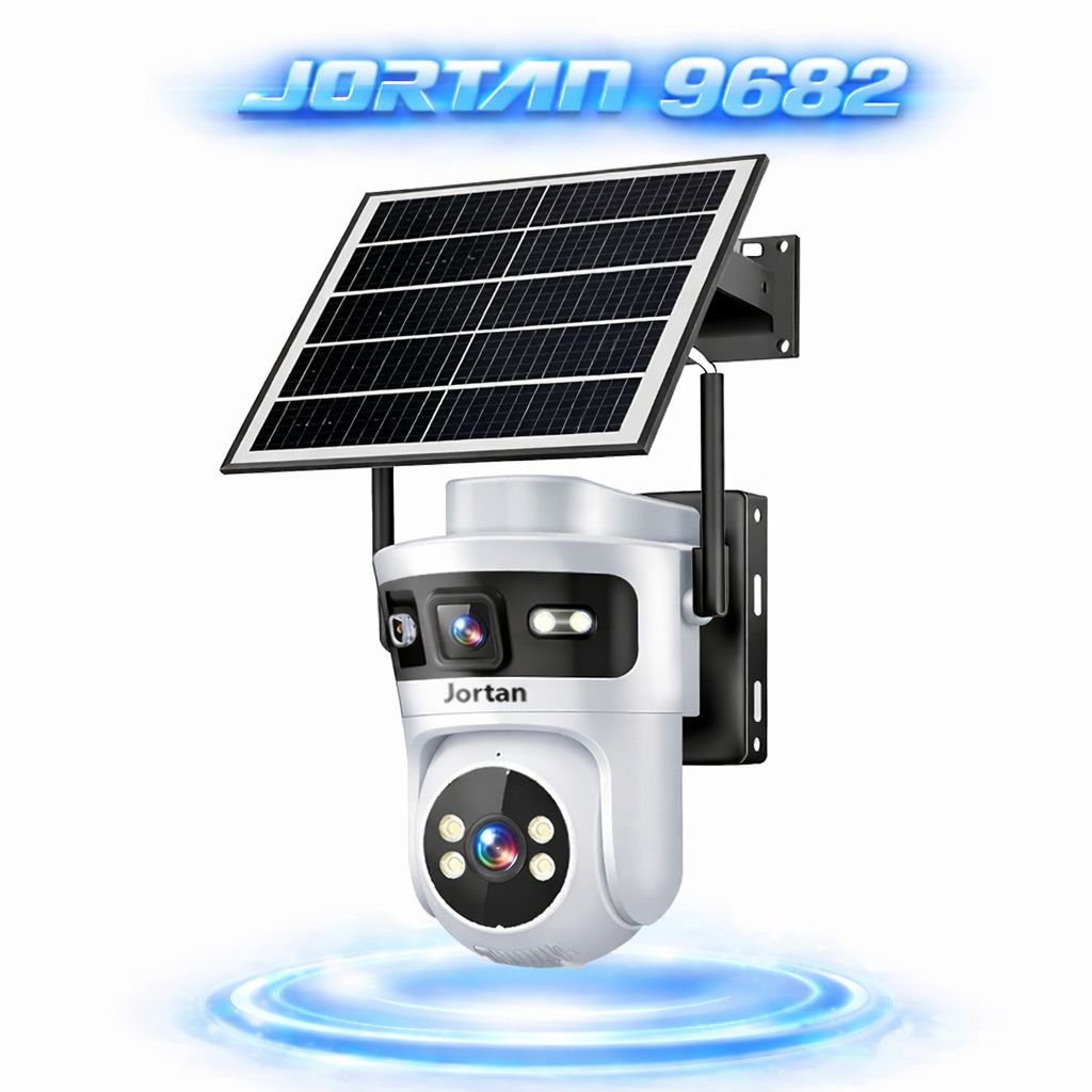 Camera Solara 4G Jortan 9682, 6MP Dual Lens, PTZ 360°, Full Color Noapte, Panou Solar Mare, Exterior IP66, Audio Bidirectional, Slot SIM, Card MicroSD 32GB Inclus