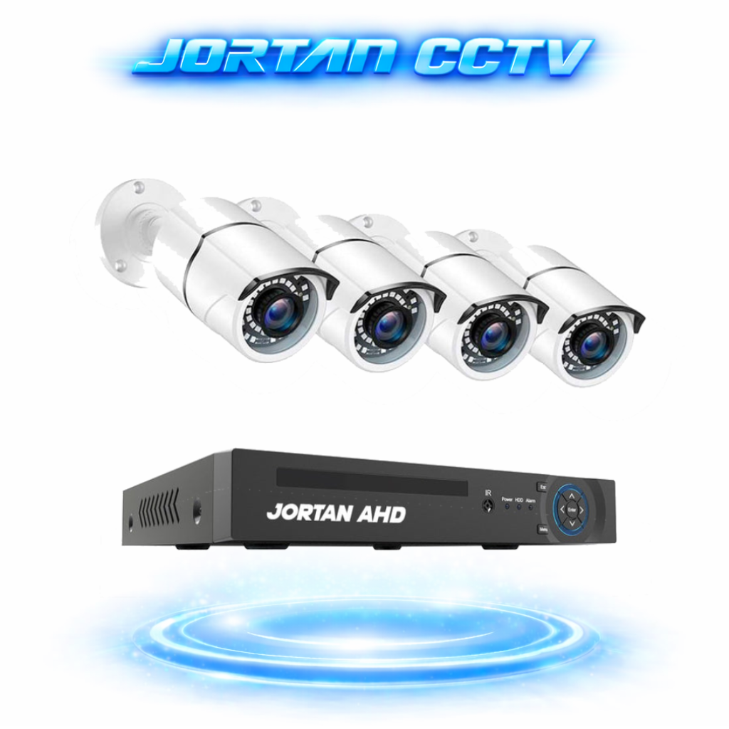 Sistem de Supraveghere CCTV Jortan, 4 Camere, DVR Inclus, PTZ 360°, Vedere Nocturna IR, Detectie Miscare, Monitorizare 24/7, Acces Mobil