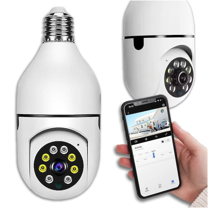 Cameră de Supraveghere WiFi Jortan 9296HJW, 2MP Full HD 1080P, PTZ 355°, Interior, Vedere Nocturnă Color, Audio Bidirecțional, Aplicație Yoosee, Card MicroSD 32GB Inclus