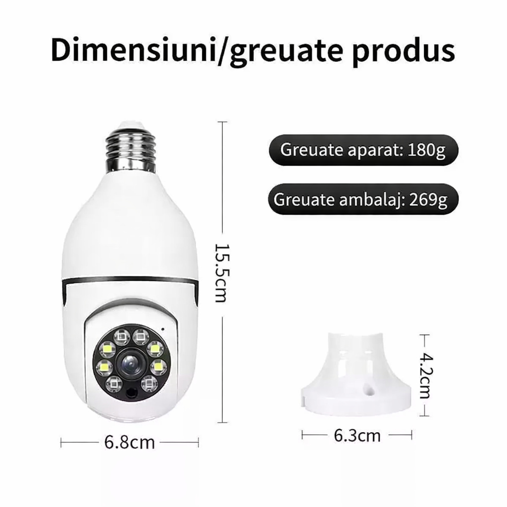 Pachet 3 Cameră de Supraveghere WiFi Jortan 9296HJW, 2MP Full HD 1080P, PTZ 355°, Interior, Vedere Nocturnă Color, Audio Bidirecțional, Aplicație Yoosee, 2 Carduri MicroSD 32GB Incluse