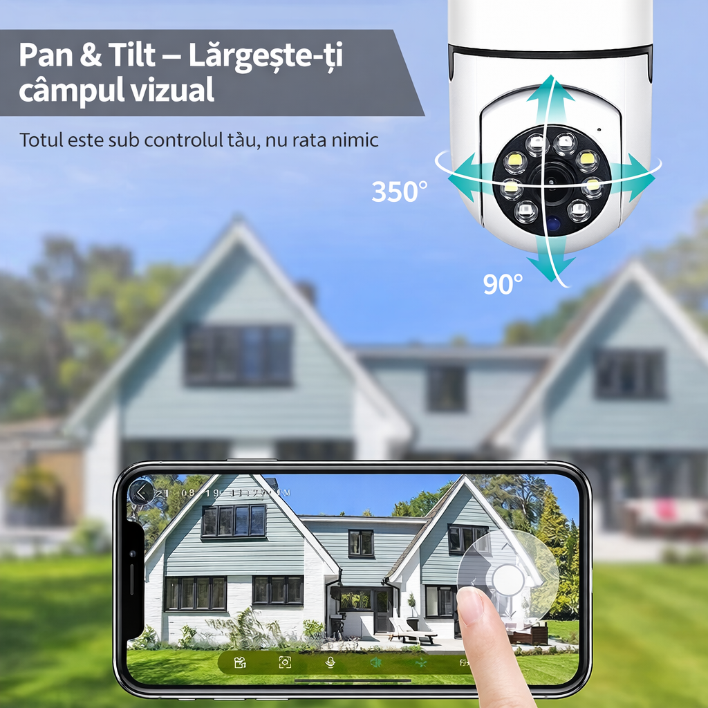 Pachet 3 Cameră de Supraveghere WiFi Jortan 9296HJW, 2MP Full HD 1080P, PTZ 355°, Interior, Vedere Nocturnă Color, Audio Bidirecțional, Aplicație Yoosee, 2 Carduri MicroSD 32GB Incluse