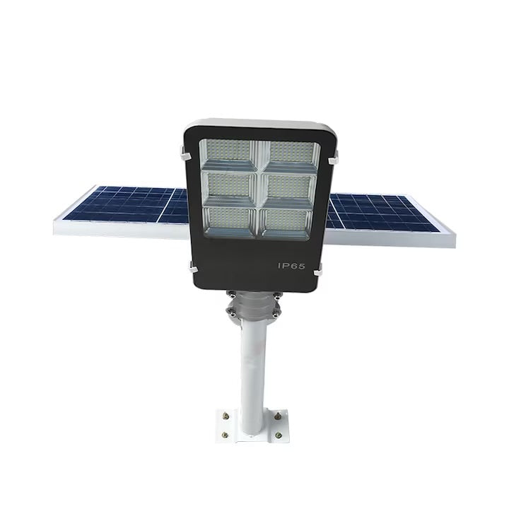Lampa Solara Stradala 400W JORTAN cu 400 LED SMD, Panou Solar 38W, Baterie 35.000 mAh, Brat de Montare Inclus, Telecomanda pentru Controlul Lampii, Iluminare 6500K Alb Rece, Unghi 120°, Autonomie pana la 24h, Protectie IP66