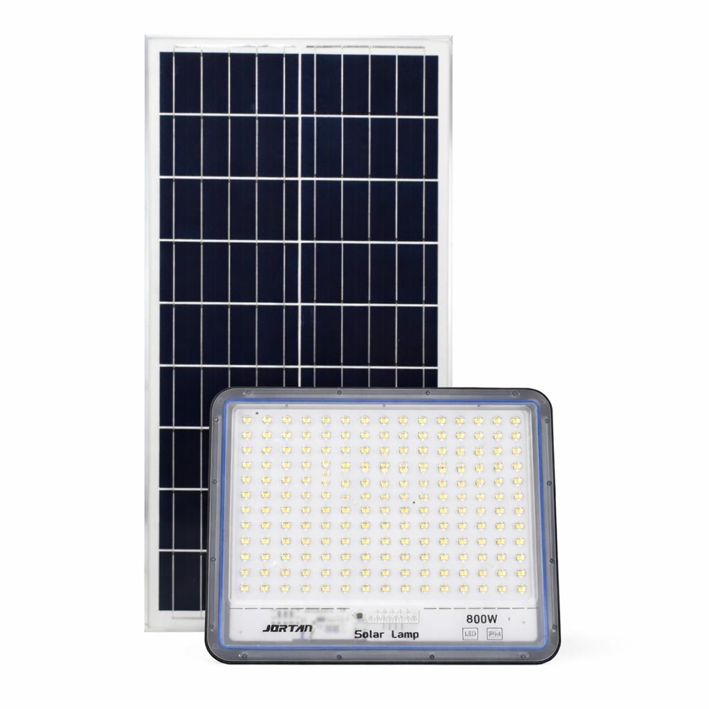 Proiector Solar LED JORTAN Exterior 800W, 360 LED SMD, cu Panou Solar 40W Extern, Telecomanda, Lumina Alb Rece, Senzor Lumina, IP66 Rezistent la Apa si Praf, pentru Curte, Gradina, Alee, Garaj si Parcare