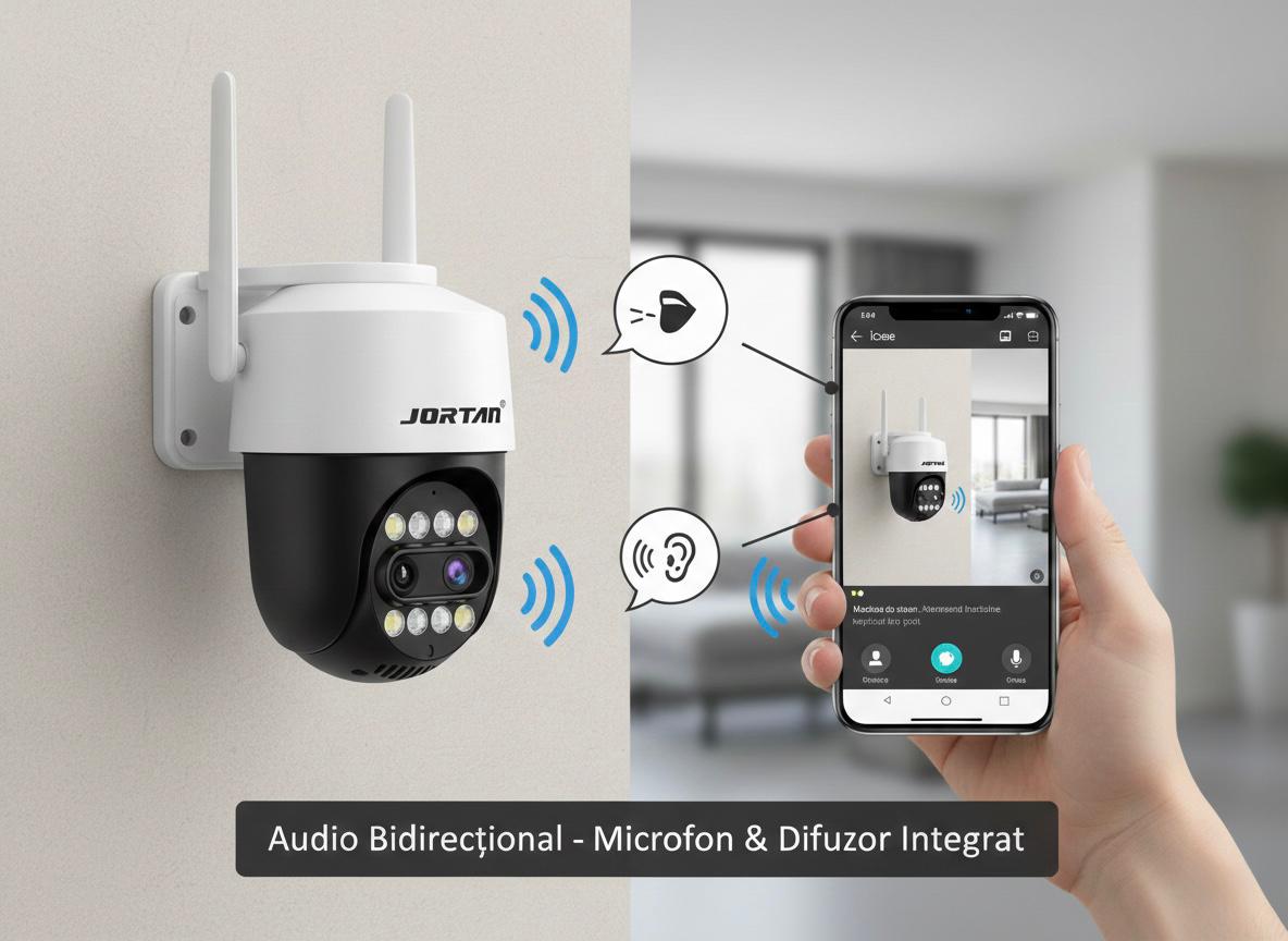 Pachet 3 Camere de Supraveghere WiFi Jortan 3XM, 6MP, Dual Lens, PTZ 360°, IP66, Zoom Optic 8X, Vedere Nocturna Color, Audio Bidirectional, Aplicatie ICSee, 3 Carduri MicroSD 32GB Incluse