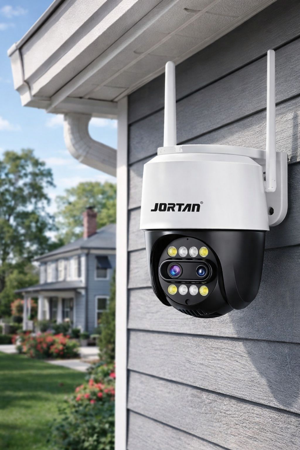 Pachet 3 Camere de Supraveghere WiFi Jortan 3XM, 6MP, Dual Lens, PTZ 360°, IP66, Zoom Optic 8X, Vedere Nocturna Color, Audio Bidirectional, Aplicatie ICSee, 3 Carduri MicroSD 32GB Incluse