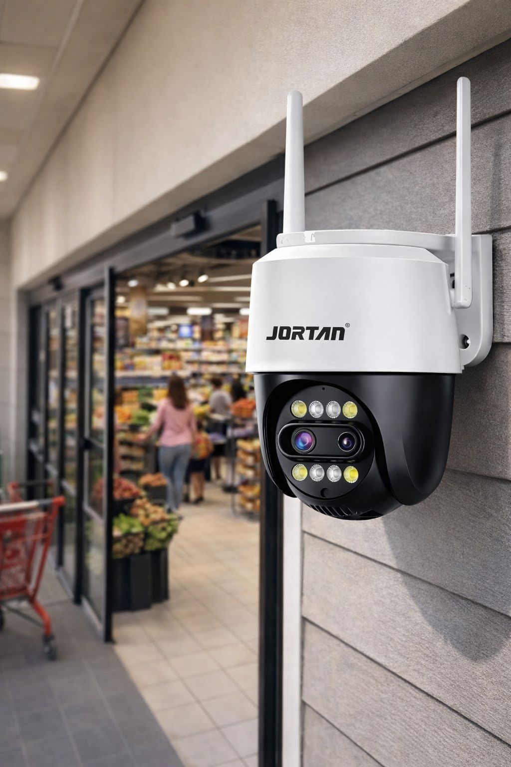 Pachet 3 Camere de Supraveghere WiFi Jortan 3XM, 6MP, Dual Lens, PTZ 360°, IP66, Zoom Optic 8X, Vedere Nocturna Color, Audio Bidirectional, Aplicatie ICSee, 3 Carduri MicroSD 32GB Incluse