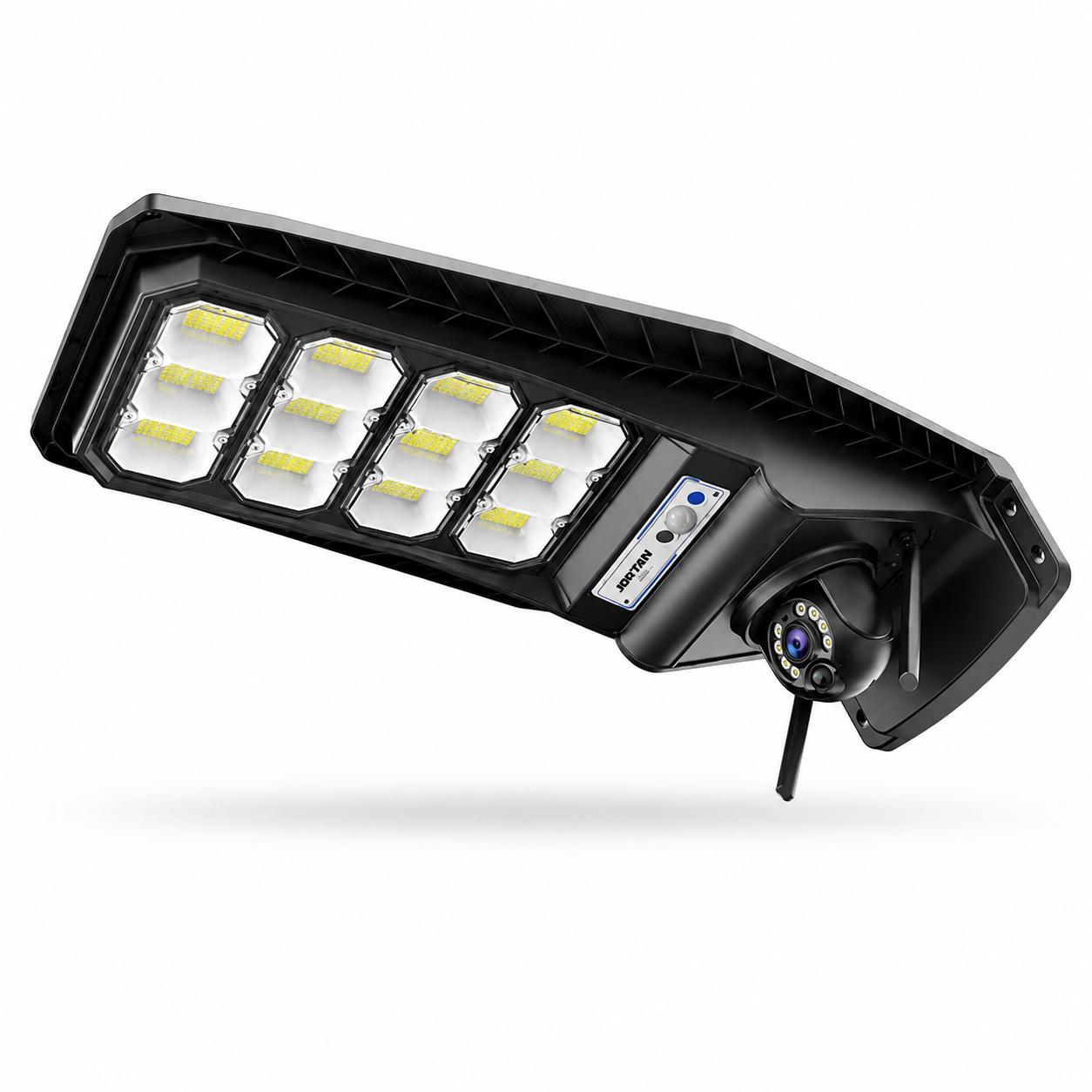 Lampă Solara Stradala cu Camera 4G 400W JORTAN, Camera PTZ 3MP, 12 Cadrane LED, Baterie 20000 mAh, Telecomanda Wireless, Senzor de Miscare PIR, Control ICSEE, Autonomie 12-14h, Protectie IP66
