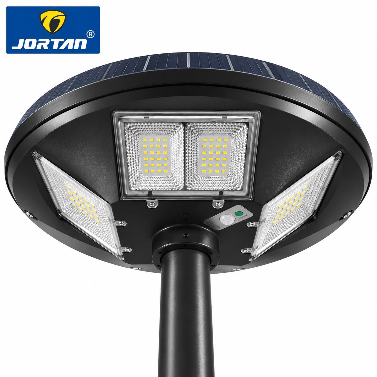 Lampa Solara Stradala Garden 200W JORTAN, LED SMD Iluminare Multidirectionala, Senzor PIR de Miscare, Panou Solar Integrat, Telecomanda Wireless, Protectie IP66, Suport Montaj Inclus, Curte, Gradina, Alee, Parcare