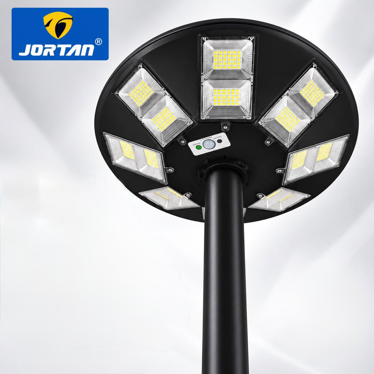 Lampa Solara Stradala Garden 400W JORTAN, LED SMD Iluminare Multidirectionala, Senzor PIR Miscare 120°, Detectie 6-8m, Panou Solar Integrat, Telecomanda Wireless, Protectie IP66, Suport Montaj Inclus, Curte, Gradina, Alee, Parcare