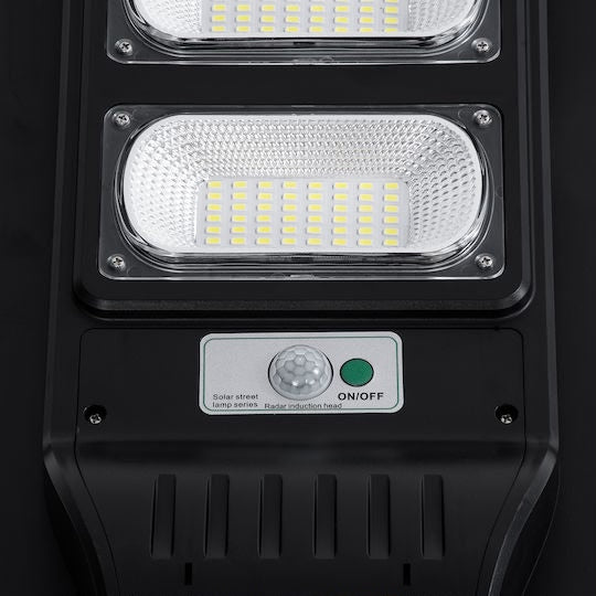 Lampa Solara Stradala 240W JORTAN cu 4 cadrane LED, Panou Solar 3.2V, Baterie 24.000 mAh, Telecomanda Wireless, Senzor Lumina, Autonomie pana la 24h, Protectie IP65