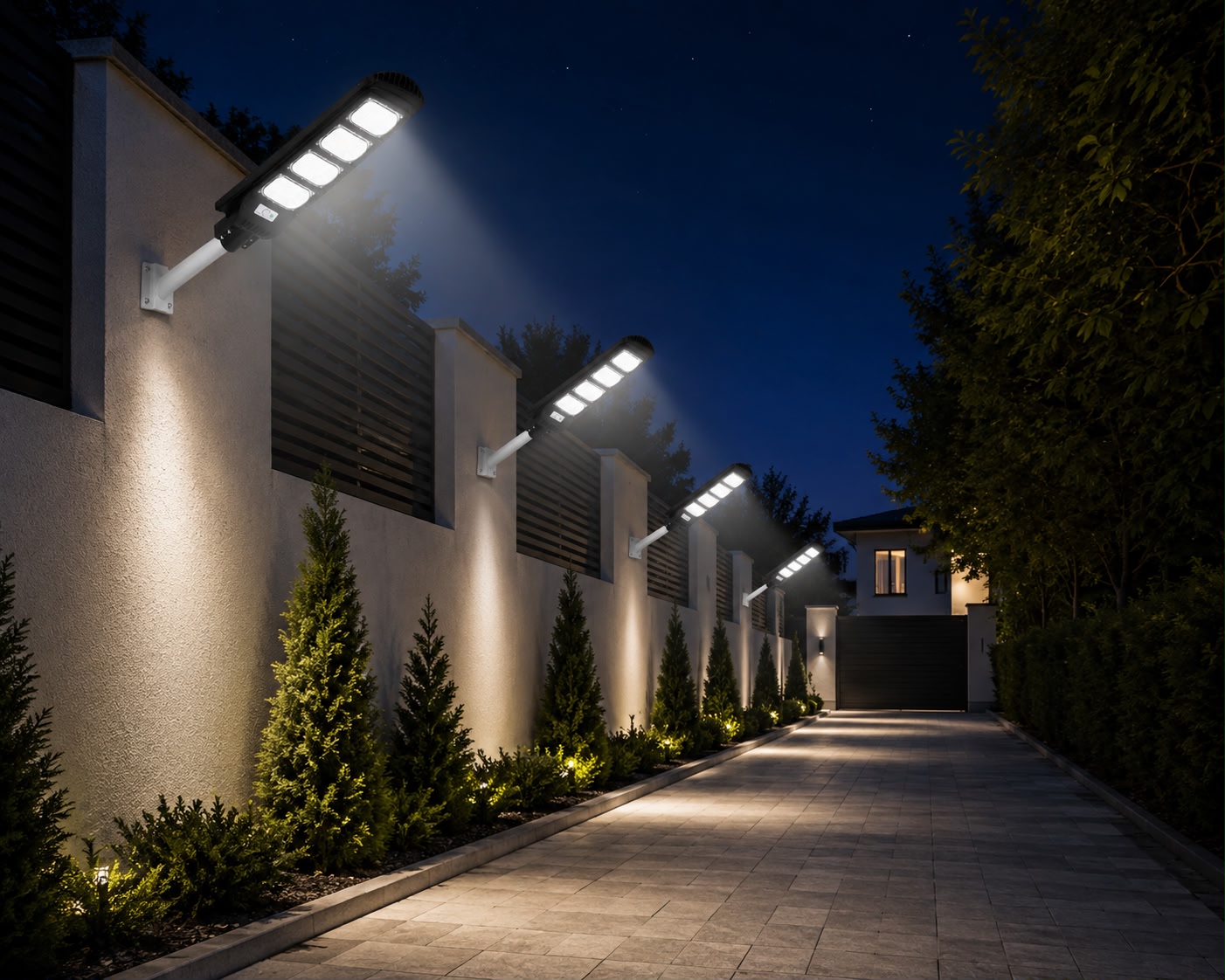 Lampa Solara Stradala 240W JORTAN cu 4 cadrane LED, Panou Solar 3.2V, Baterie 24.000 mAh, Telecomanda Wireless, Senzor Lumina, Autonomie pana la 24h, Protectie IP65