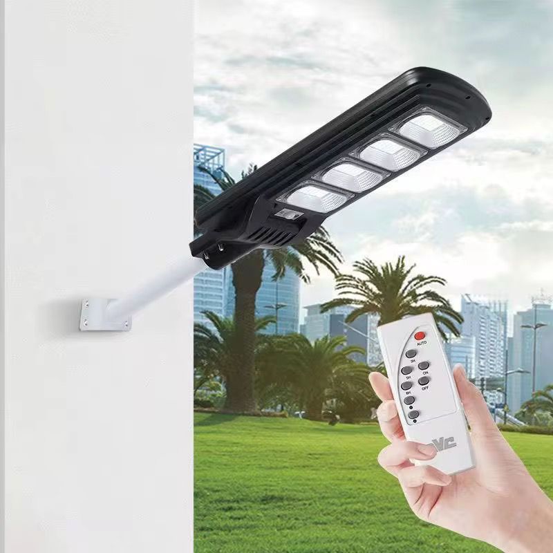 Lampă Solară Stradală 200W JORTAN cu 4 cadrane LED , Panou Solar 3.2V Baterie 12.000 mAh, Telecomandă Wireless, Senzor Lumina, Autonomie până la 24h, Protecție IP65