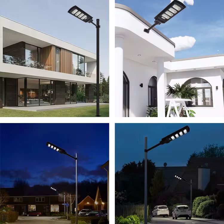 Lampa Solara Stradala 200W JORTAN cu 4 cadrane LED, Panou Solar 3.2V, Baterie 12.000 mAh, Telecomanda Wireless, Senzor Lumina, Autonomie pana la 24h, Protectie IP65
