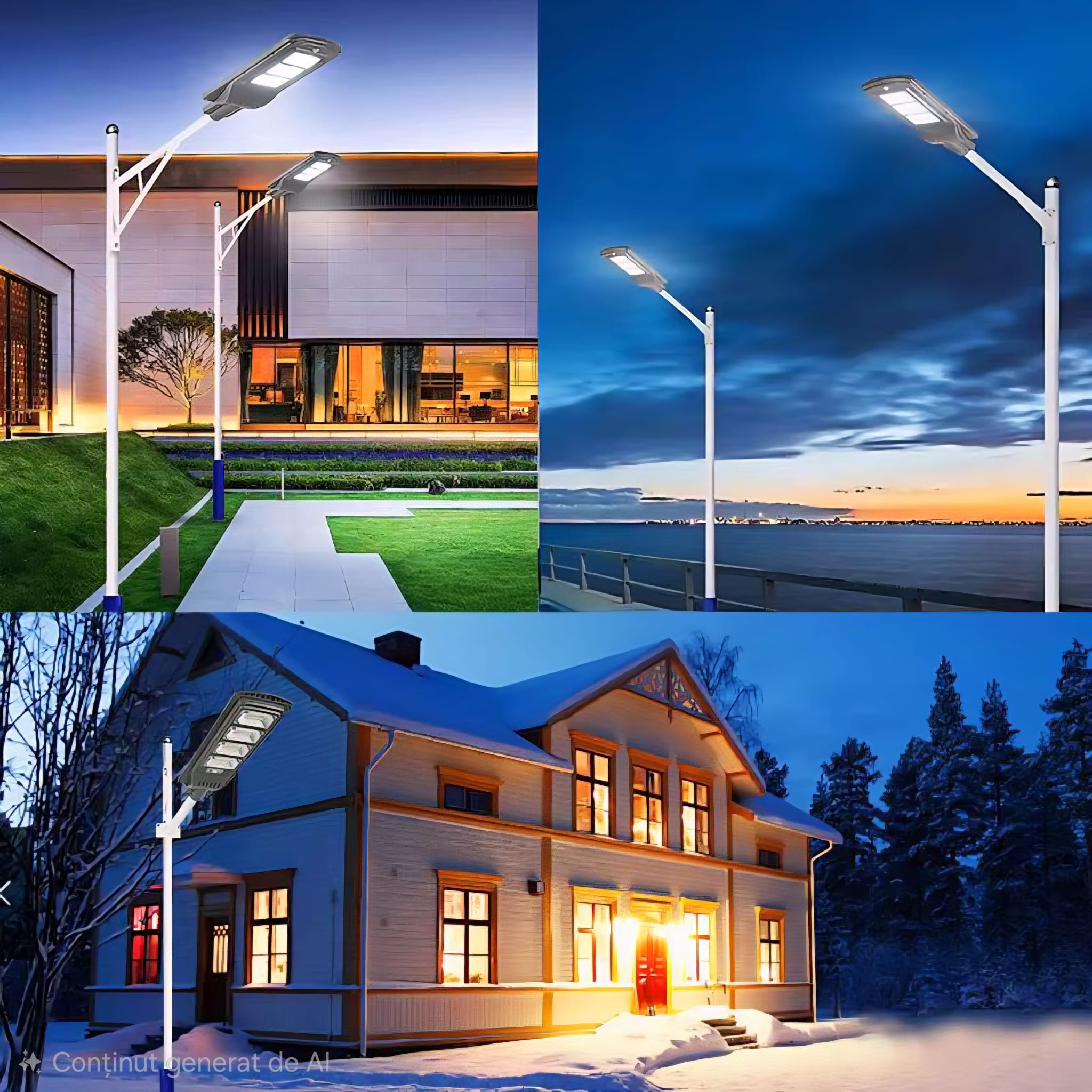 Lampa Solara Stradala 150W JORTAN cu 3 cadrane LED , Panou Solar 3.2V Baterie 12.000 mAh, Telecomanda Wireless, Senzor Lumina, Autonomie până la 24h, Protecție IP65