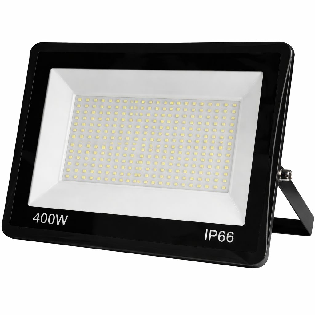 Proiector LED JORTAN Exterior 400W, Alimentare 230V, 234 LED-uri, 20000 Lumeni, Lumina Calda Intensa, Carcasa Aluminiu + Sticla, IP66 Rezistent la Apa si Praf, pentru Curte, Alee, Garaj si Parcare