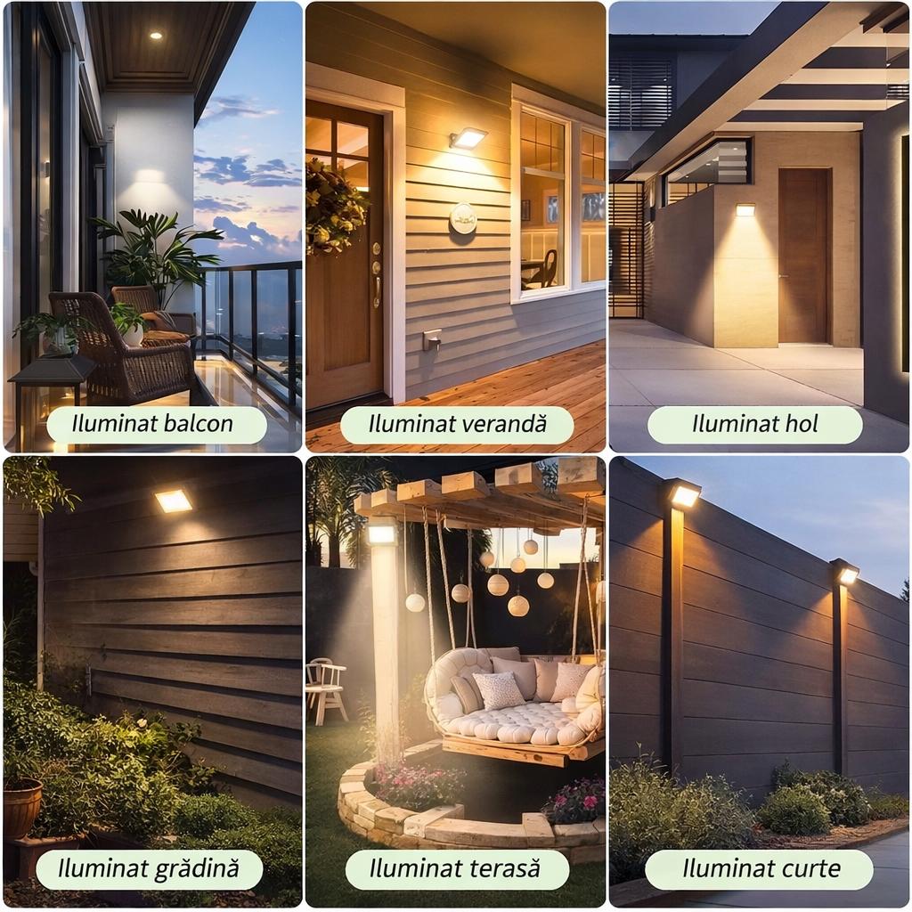 Proiector LED JORTAN Exterior 600W, Alimentare 230V, 520 LED-uri, 40000 Lumeni, Lumina Calda Intensa, Carcasa Aluminiu + Sticla, IP66 Rezistent la Apa si Praf, pentru Curte, Alee, Garaj si Parcare