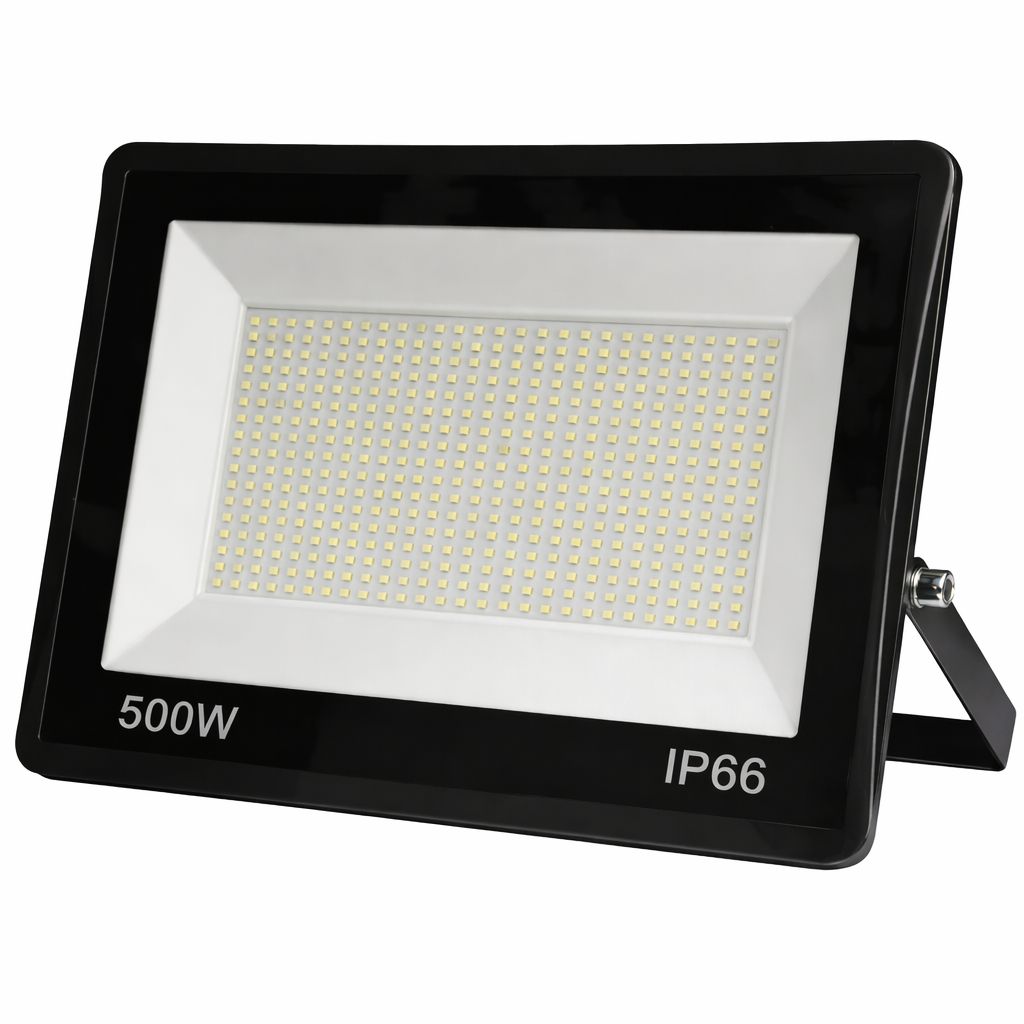 Proiector LED JORTAN Exterior 500W, Alimentare 230V, 420 LED-uri, 30000 Lumeni, Lumina Calda Intensa, Carcasa Aluminiu + Sticla, IP66 Rezistent la Apa si Praf, pentru Curte, Alee, Garaj si Parcare