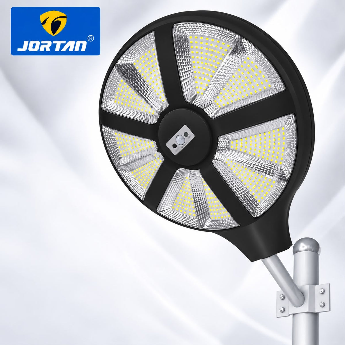 Lampa Solara Stradala Aungod 500W JORTAN, LED SMD Iluminare Multidirectionala, Senzor PIR Miscare, Panou Solar Integrat, Telecomanda Wireless, Protectie IP66, Suport Montaj Inclus, Curte, Gradina, Alee, Parcare
