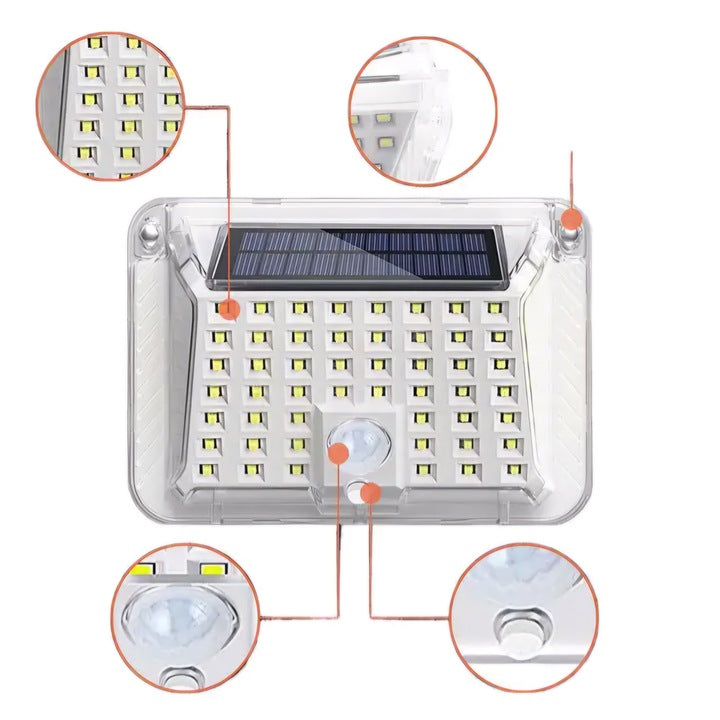 Lampa Solara LED cu Senzor de Miscare, Iluminare 3D, IP65, pentru Exterior